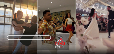 Dance Amor Adelaide - Salsa Bachata Party at Sunset, Award-Winning Instructors Teaching at Sydney International Bachata Festival, and Wedding Couple Performing Their Custom Dance on Their Special Day.